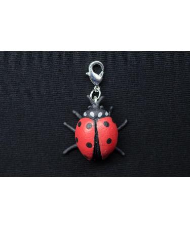 Handmade Ladybug Beetle Charm Zipper Pull | Red Rubber Fashion Jewelry | Silver-Plated Chain Pendant & Bracelet Trailer - Buy Online on GoSupps.com