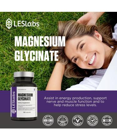 LES Labs Magnesium Glycinate Supports Restful Sleep Heart Health Stress Relief Metabolism Nerve & Muscle Function Gentle on The Digestive System Non-GMO Supplement 120 Capsules - Buy Online on GoSupps.com
