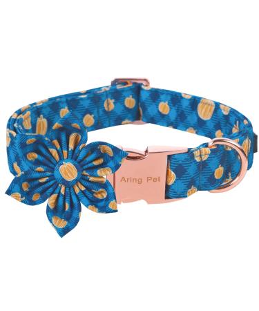 Aring Pet Pumpkin Dog Ribbon Cotton Halloween Plaid Dog Halison With Flower Adjustable Blue Halloween Pumpkin Break Beast Shales With Metal Beak S Plaid Pumpkin