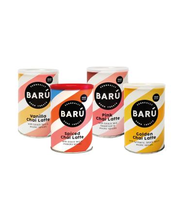 Bar Bar Chai Discovery Pack Pack of 4 x 250 g Instant preparations Spiced Vanilla Pink & Golden Chai Vegan natural without artificial flavors 64 cups Handmade in Belgium