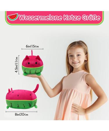 Desdfcer Plush Cat Pillow - 3D Kawaii Watermelon Cat Toy for All Ages - Cute 8in Plushies for Cat Lovers - Buy Online on GoSupps.com