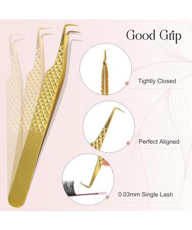 Allove Eyelash Extension Tweezers - High-Precision 90-Degree Diamond Handle Fiber Pincers for Volume Extensions - Buy Online on GoSupps.com