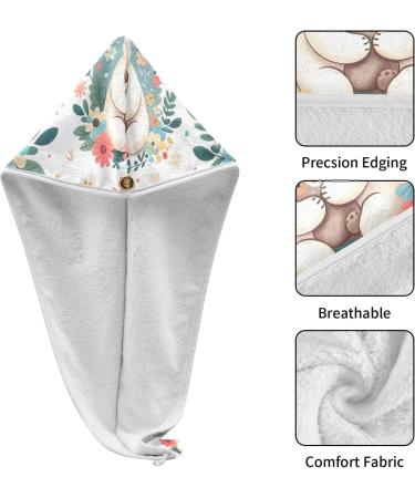 Cute Mom Hugging Baby Bear Hair Towel 2 Pack - Super Absorbent Quick Dry Hair Turbans for Women & Girls - Buy Online on GoSupps.com