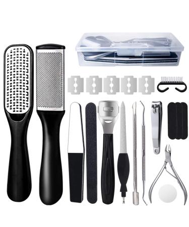 Founded Set 20 in 1 pedicure set stainless steel cornea horn skin removal foot care set foot care professional cornea distance set foot care set for women men salon or at home