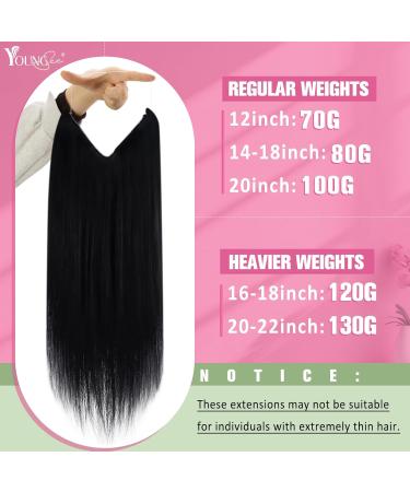 YoungSee 120G Wire Hair Extensions Jet Black Wire Extensions Human Hair Black Invisible Wire Real Human Hair Extensions Hair Extensions for Women Real Human Hair Wire 16Inch - Buy Online on GoSupps.com