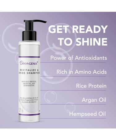 Dermgenix Revitalize and Shine Shampoo with Rice Protein Argan Oil and Hempseed Oil Gentle Daily Shampoo for Soft Shiny Hair - Buy Online on GoSupps.com