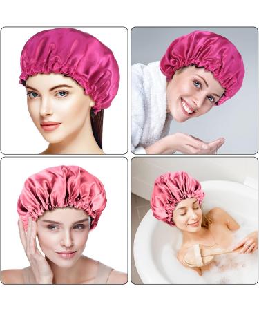 Fuyamp 2 Packs Satin Sleep Cap Adjustable Silky Sleep Bonnet for Women Long Curly Hair Double-Sided Waterproof Satin Hair Cap Extra Large Sleep Satin Bonnet for Women Girls Sleeping Pink+Rose Red - Buy Online on GoSupps.com