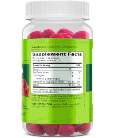 NATURELO Magnesium Citrate Gummies - for Calm & Relaxation Support, Natural Berry Magnesium Gummies, 60 Vegetarian Gummies 60 Count (Pack of 1) - Buy Online on GoSupps.com
