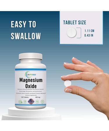 Magnesium 400mg High Potency Supplement Magnesium Oxide for Immune Support Muscle Recovery Leg Cramps and Relaxation 120 Tablets - Buy Online on GoSupps.com
