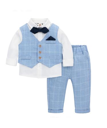 famuka Baby Boys Gentleman Suits Kids Tuxedo Clothing Set (Blue 120)