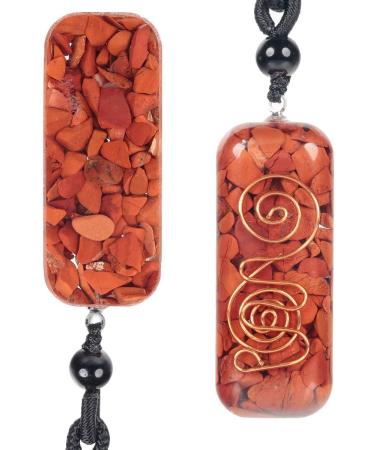 Rockcloud Healing Orgonite Crystal Pendant Necklace - Red Jasper Chakra Reiki Meditation Jewelry for Spiritual Wellness - Buy Online on GoSupps.com