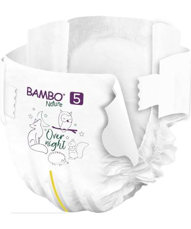 Bambo Nature Overnight Nappies Eco-Friendly Nappies Enhanced Leakage Protection For Dry Night s Sleep Secure & Comfortable Overnight Baby Nappies Ultra Absorption Size 5 Nappies (12-18g) 22PK - Buy Online on GoSupps.com