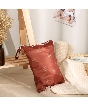 Waterproof Reusable Wet Dry Bag for Cloth Diapers | 2 Zippered Pockets | Summer Travel Baby Diaper Bag - Brown Sun - Buy Online on GoSupps.com
