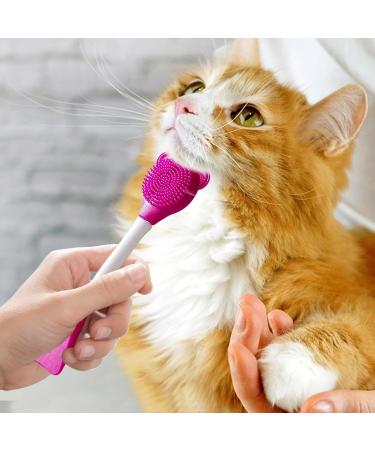 Cat Chin Cleaning Brush | Manual Scrubber Brush for Cats | Lightweight Design Soft Chin Brush for Face Jaw Chin Gums and Tongue Cleaning Red - Buy Online on GoSupps.com
