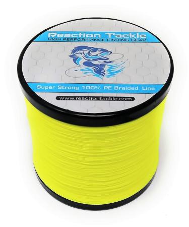 Reaction Tackle Braided Fishing Line - Pro Grade Power Performance for Saltwater or Freshwater - Colored Diamond Braid for Extra Visibility Hi Vis Yellow 30 LB (500 yards)