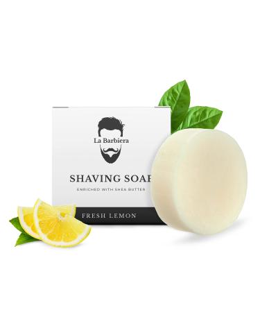 La Barbiera Solid Shaving Soap | 60g Refill Puck | Vegan and Plastic Free (Fresh Lemon)