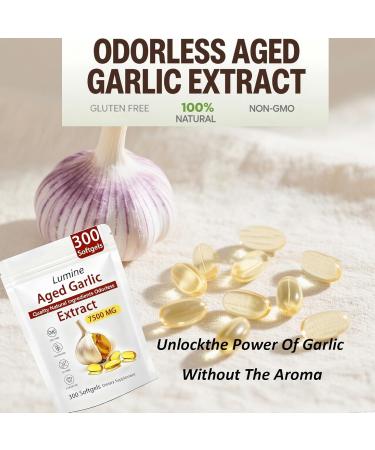TEYAOE LUMINE Aged Garlic Extract 7500mg Odorless - 300 Softgels | Organic Non-GMO Gluten-Free | Supports Immune Health - Buy Online on GoSupps.com