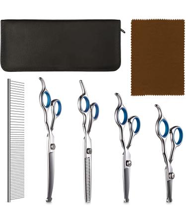 Pogeair 6-in-1 Safety Round Head Stainless Steel Dog Grooming Scissors Kit - Heavy Duty Titanium Coated Pet Grooming Scissors for Dogs, Cats & Other Pets - Buy Online on GoSupps.com