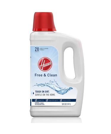 Hoover Free & Clean Deep Cleaning Carpet Shampoo, Concentrated Machine Cleaner Solution, 50oz Hypoallergenic Formula, AH30952, White, 50 Fl Oz