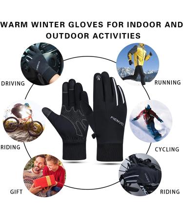 FIENVO Winter Gloves - Thermal, Water Resistant, Windproof, Touch Screen - Black Large - Buy Online on GoSupps.com