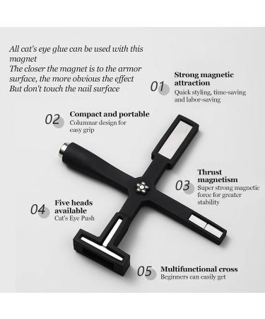 Tool - Holographic Nail Pattern Wand 5 in 1 Nail Magnet Stick | Magnetized Tool Magnet Applicator Versatile Cross Shaped Nail Polish Magnet for Nail Salons - Buy Online on GoSupps.com