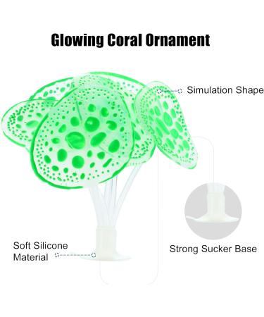 Buy VOCOSTE Silicone Glowing Aquarium Coral with Suction Cup - Lifelike Green Underwater Decor for Fish Tanks - Buy Online on GoSupps.com