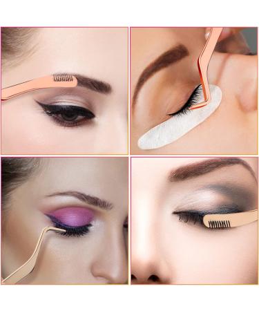 2pcs Stainless Steel Lash Tweezers Set - Upgraded 2 in 1 Extension Tweezers with Comb for Volume Isolation and Application - Rose Gold & Gold - Buy Online on GoSupps.com