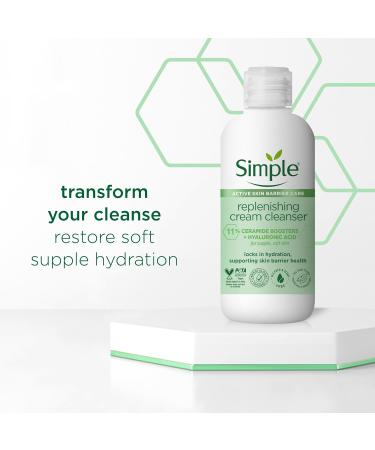 Simple Replenishing Cream Cleanser - 11% Ceramide Boosters, Hyaluronic Acid - 230ml - Buy Online on GoSupps.com