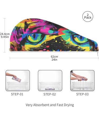 Buy Abstract Doodle Tiger Eyes Hair Towel 2 Pack - Super Absorbent Quick Dry Hair Turbans for Women & Girls | International Shipping Available - Buy Online on GoSupps.com