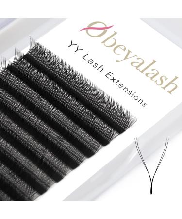 OBEYA Y Lashes Extensions 2D Premade Fans Eyelash Extensions Weave YY Shaped Tips Volume Lash Extensions, YY Eyelash Extensions Quick Easy Application, Full Fluffy Volume Look, Long Lasting D Curl 0.07mm 8-14mm Mix Tray YY…