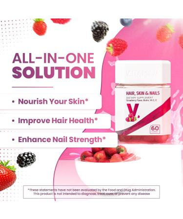 V ITAMINA Hair Skin and Nails Gummies - Biotin Hair Vitamins for Women - 60 Count - Buy Online on GoSupps.com