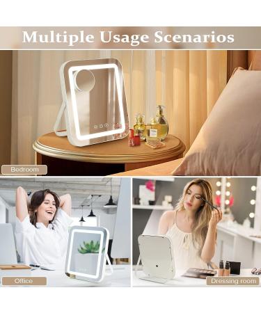 Sucedey Lighted Vanity Makeup Mirror with 10X Magnification - 3 Color Modes & Smart Touch Control LED Mirror - Perfect Gift for Women (White) - Buy Online on GoSupps.com