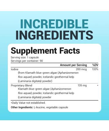 Dr. Berg Sea Kelp Enhanced Iodine - 200 mcg of Premium Iodine - Seaweed Blend Includes Klamath Blue-Green Algae & Sea Kelp - 90 Capsules Without Red Algae - Buy Online on GoSupps.com
