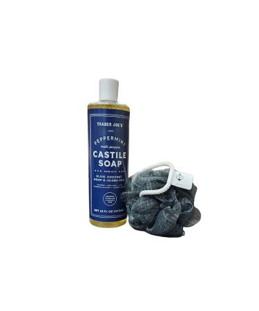 Trader Joe's Peppermint Multi-Purpose Castile Soap Net Wt. 16 fl oz includes Body Poof
