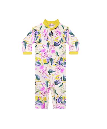 weVSwe Baby Toddler Boy Swimsuit UPF 50+ Sun Protection Rash Guard Swimwear with Crotch Zipper 0-3 Years 6-12 Months Flower