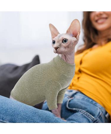 Buy Pumyporeity Cat Cotton Sweater - Warm Vest & Jumper for Hairless Sphynx Cats | Soft Coat for Small Medium & Large Cats - Green XL - Buy Online on GoSupps.com