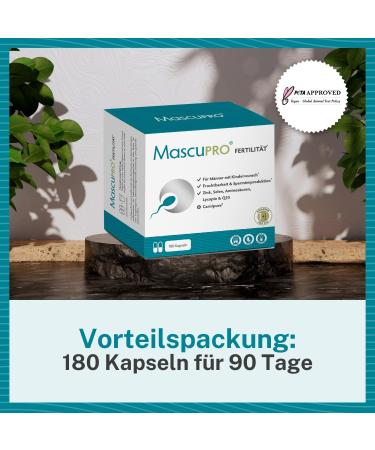 MascuPro Fertility Man - Boost Sperm Production & Men's Health | 180 Capsules with Zinc Selenium Q10 & L-Carnitine | Best Supplement for Fathers-to-Be - Buy Online on GoSupps.com