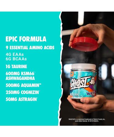 GHOST Intra Workout Powder Welch's Grape - BCAAs & EAAs Nootropics & Hydration - Essential & Branch Chain Amino Acids Supports Muscle Recovery & Focus - Pre Intra & Post Workout Powders - Buy Online on GoSupps.com