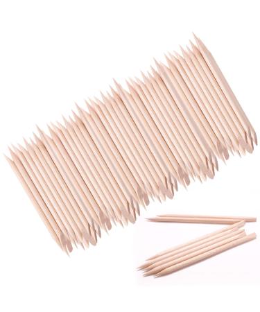 50PCS Orange Wooden Nail Stick Double-End Wood Cuticle Pusher Remover Nail Cleaning Multi-Functional Cuticle Pusher Wood Sticks Remover Manicure Pedicure Tool for Pusher Remover Manicure Art Pedicure