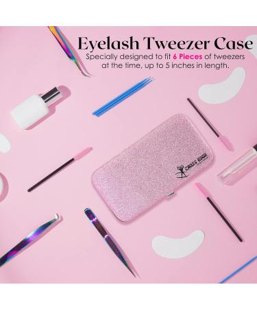 Glittery Eyelash Extension Tweezers Storage Case - Portable Magnetic Box for 6 Tweezers in Pink - Secure & Organize Your Beloved Lash Tools - Buy Online on GoSupps.com