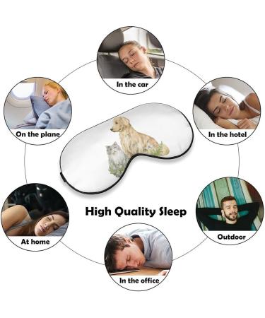 Light-Blocking Sleep Mask - Golden Retriever Summer Flower & Cat Design | Comfortable Adjustable Eye Cover for Men & Women - Buy Online on GoSupps.com