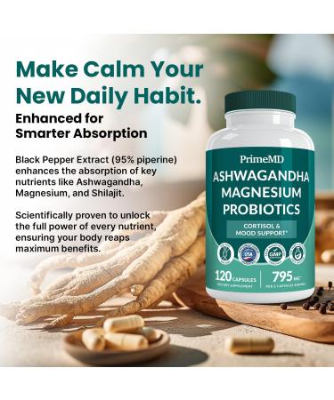 5-in-1 Cortisol Supplement for Women and Men with Ashwagandha for Calmness Focus and Adrenal Support Supplements with Shilajit Extract Magnesium Glycinate Probiotics (120 ct) (Pack of 1) 120 Count (Pack of 1) - Buy Online on GoSupps.com