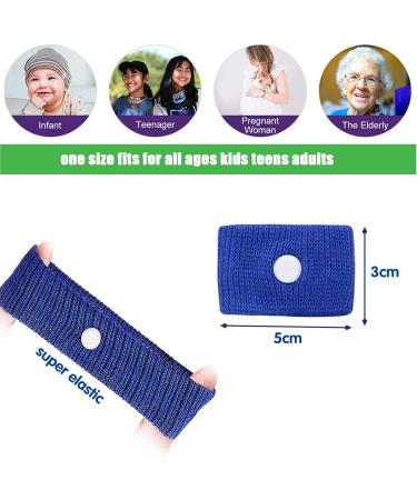 2 Pairs Anti-Nausea Travel Sickness Relief Wristbands - Natural Acupressure Bands for Adults & Kids - Blue - Buy Online on GoSupps.com
