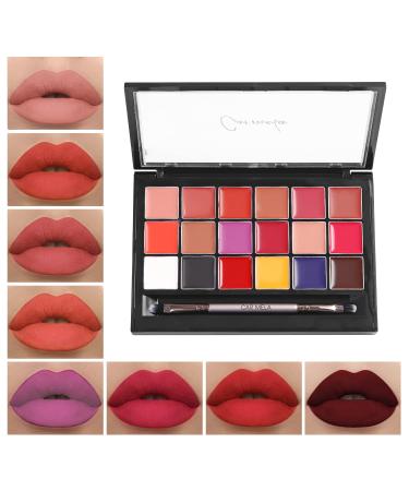 CarMela Lip Palette Kit - 18 Colors Glossy Sheen Lip Refill  High-Pigment  Creamy Texture  Long-Lasting Lip Pallet with Brush