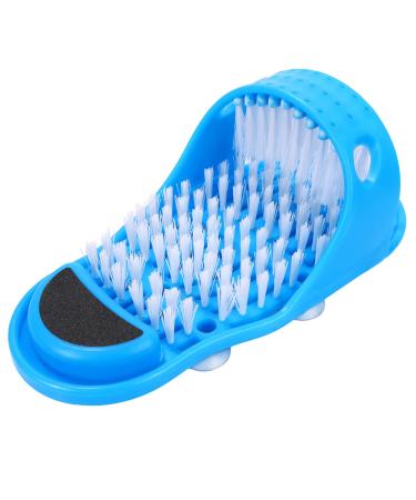 Kissbuty Magic Feet Cleaner Simple Foot Scrubber Feet Shower Spa Easy Feet Cleaning Brush Exfoliating Foot Massager Slipper for Unisex Adults, 1 Pc (Blue)