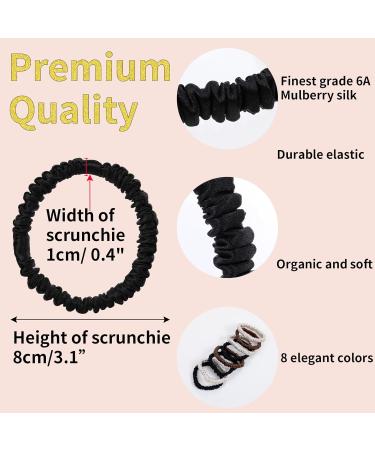 8-Piece Pure Mulberry Silk Hair Tie Set for Women & Girls - Black Satin Sleep Ties for All Hair Types - Buy Online on GoSupps.com