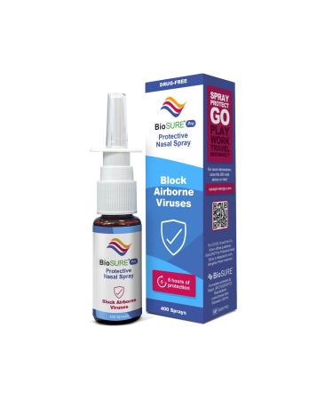 BioSURE PRO Protective Antibacterial & Antiviral Nasal Spray | Creates a Natural Drug Free Barrier to Block Colds & Flu Before They Start | Clinically Proven & Fast Acting with 6 Hours of Protection