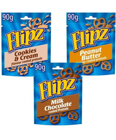 Chocolate Pretzel Bundle with Flipz Milk Chocolate Pretzels 90g Cookies & Cream Pretzels 90g & Peanut Butter Pretzels 90g (3 Pack) - Buy Online on GoSupps.com