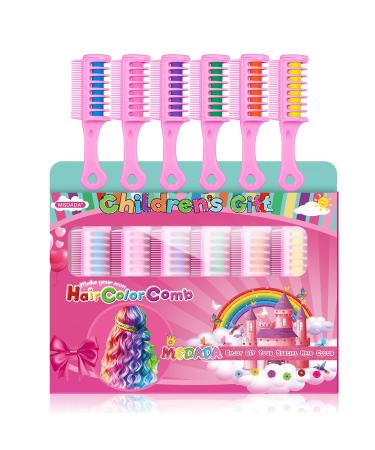 New Hair Chalk Comb for Girls Kids, Washable Temporary Hair Color Dye for Kids Age 5 6 7 8 9 10+ Birthday Party Gift Cosplay DIY, Christmas, Upgrade Blue, Pink, Purple, Green, Orange, Yellow