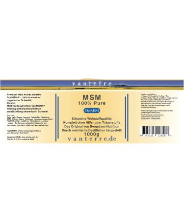  vanterre van t e r e - Bergstrom OptiMSM * The purest safest and most sustainable MSM in the world - 1000 g Pure OptiMSM  - Buy Online on GoSupps.com